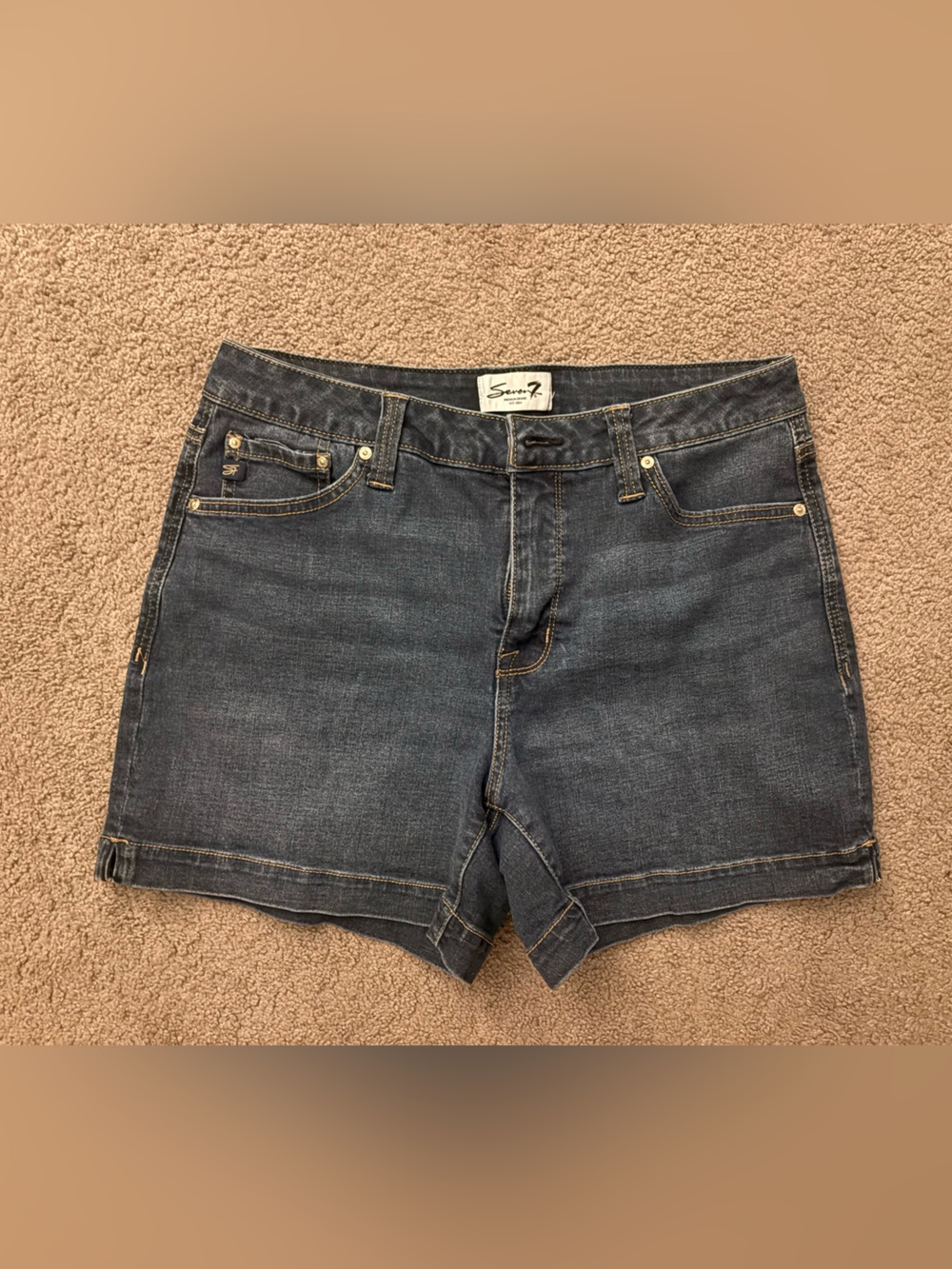 Seven7 Dark Wash Denim Shorts - Classic Blue